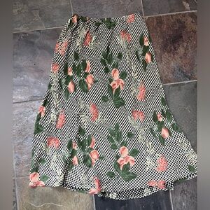VINTAGE: skirt, midi, stretch, elastic waist, floral